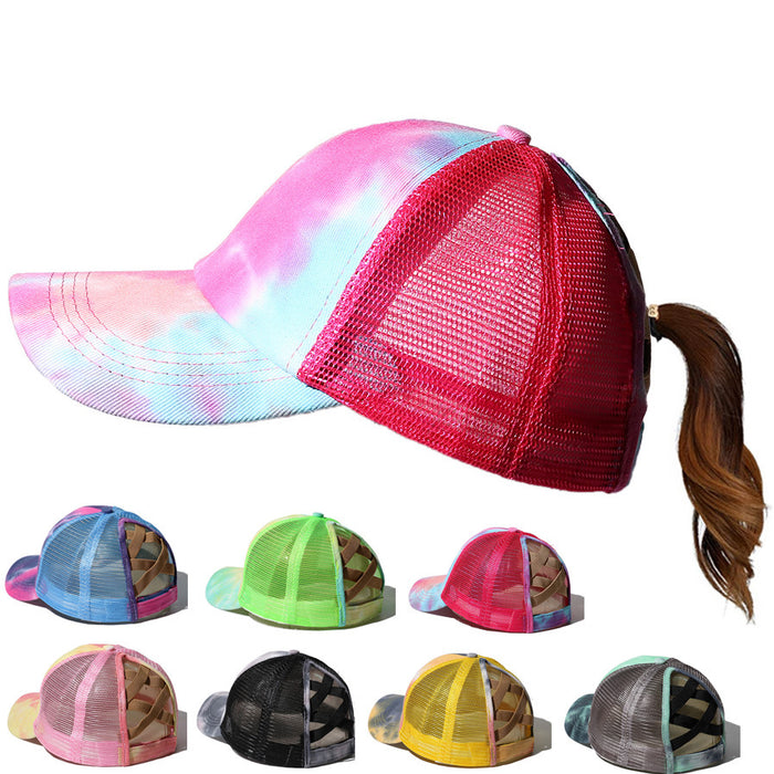 Wholesale Tie-dye Forked Ponytail Acrylic Baseball Cap JDC-FH-Chunq003