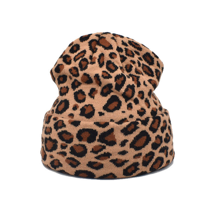 Wholesale Hat Yarn Leopard Print Warm Knitted Hat JDC-FH-JiD006