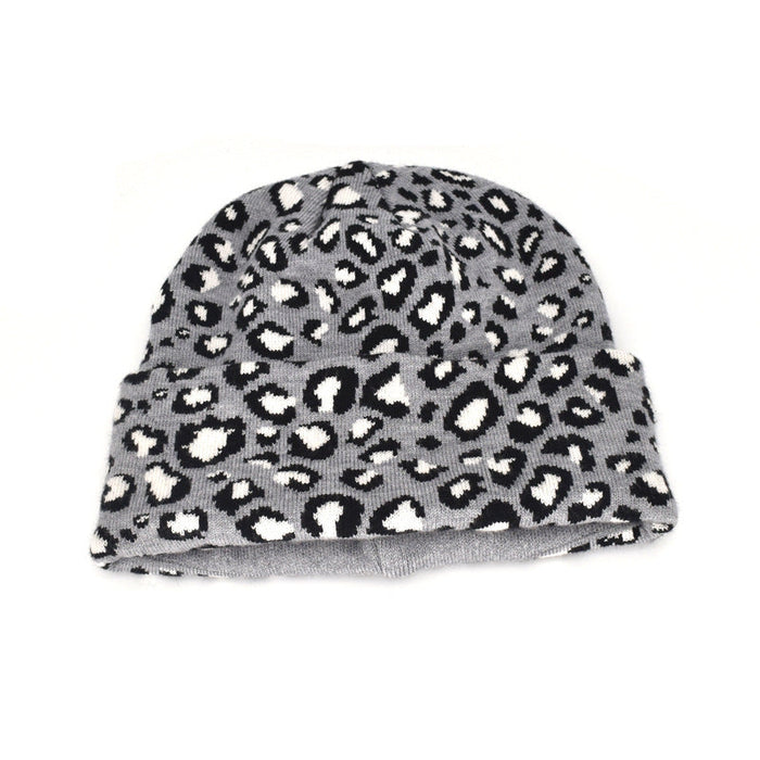 Wholesale Hat Yarn Leopard Print Warm Knitted Hat JDC-FH-JiD006