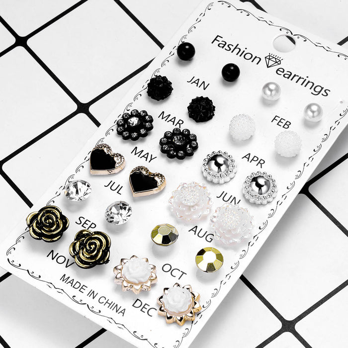 Wholesale December Combination Paper Card Earring Set,  Heart,  Flower,  and Heart-Shaped Designs