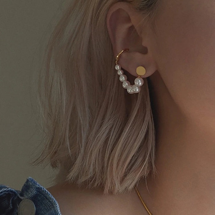 Wholesale Vintage style pearl ear bone clip, niche design, personalized earrings