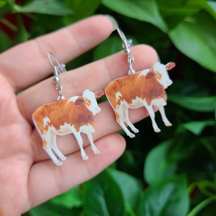 Wholesale Acrylic Cow Earrings JDC-ES-XuePa003