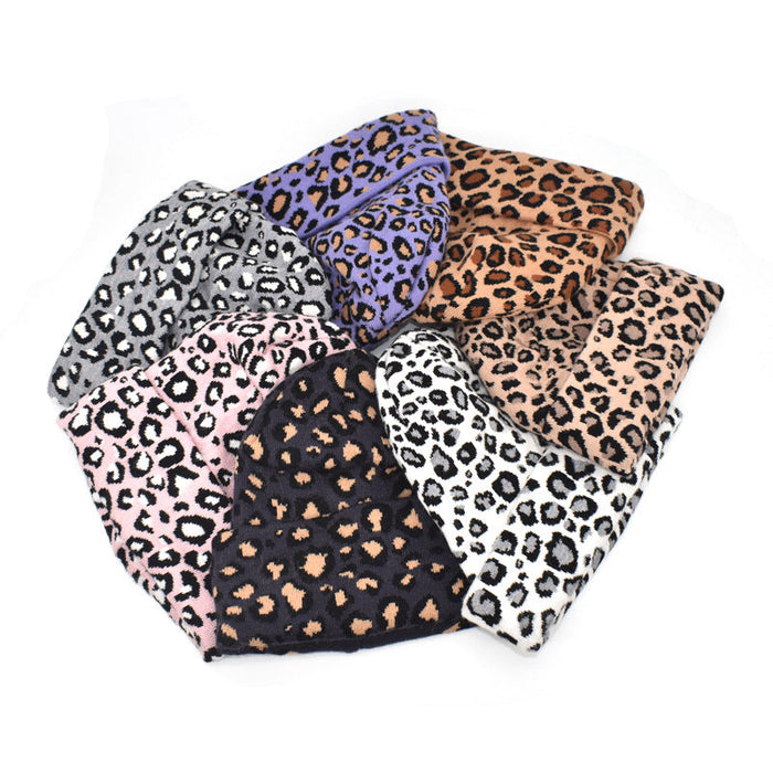 Wholesale Hat Yarn Leopard Print Warm Knitted Hat JDC-FH-JiD006