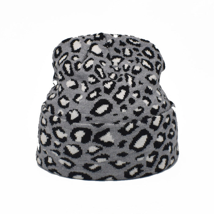 Wholesale Hat Yarn Leopard Print Warm Knitted Hat JDC-FH-JiD006