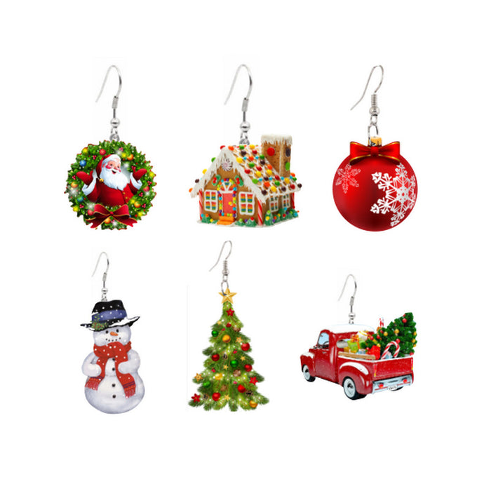 Wholesale Acrylic Santa Claus Candy House Earrings JDC-ES-Qiany007