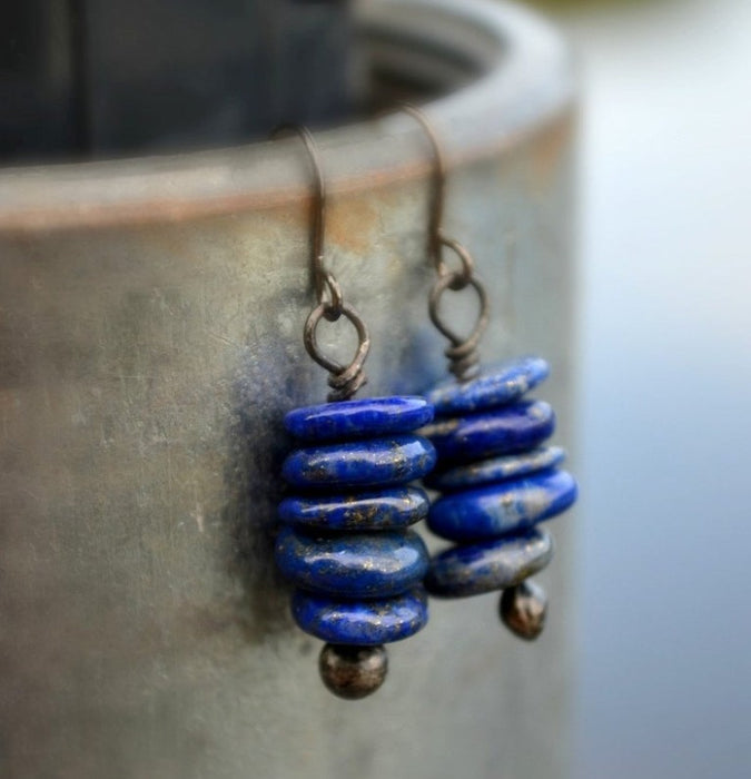 Wholesale Lapis lazuli bead earrings earrings, creative and fashionable earrings