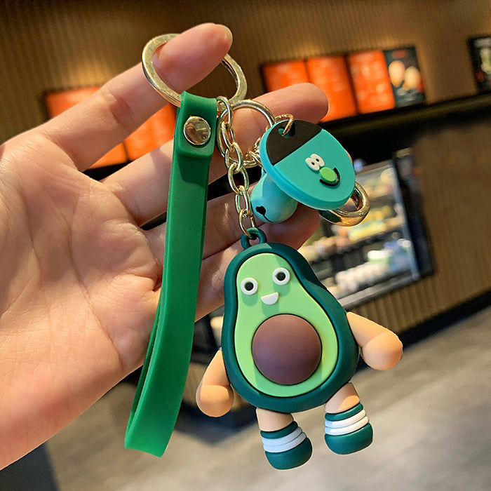 Wholesale Cartoon Doll Avocado Fruit Family Silicone Keychain JDC-KC-Benxin036