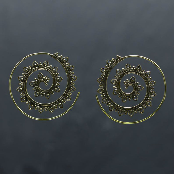 Wholesale Lotus spiral gear shaped earrings with personalized circle earrings
