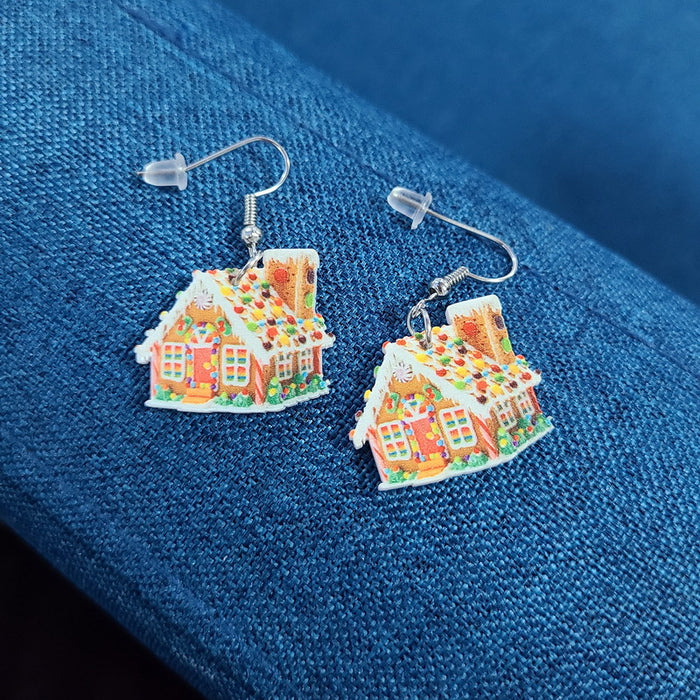 Wholesale Acrylic Santa Claus Candy House Earrings JDC-ES-Qiany007