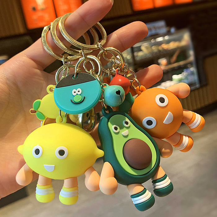 Wholesale Cartoon Doll Avocado Fruit Family Silicone Keychain JDC-KC-Benxin036