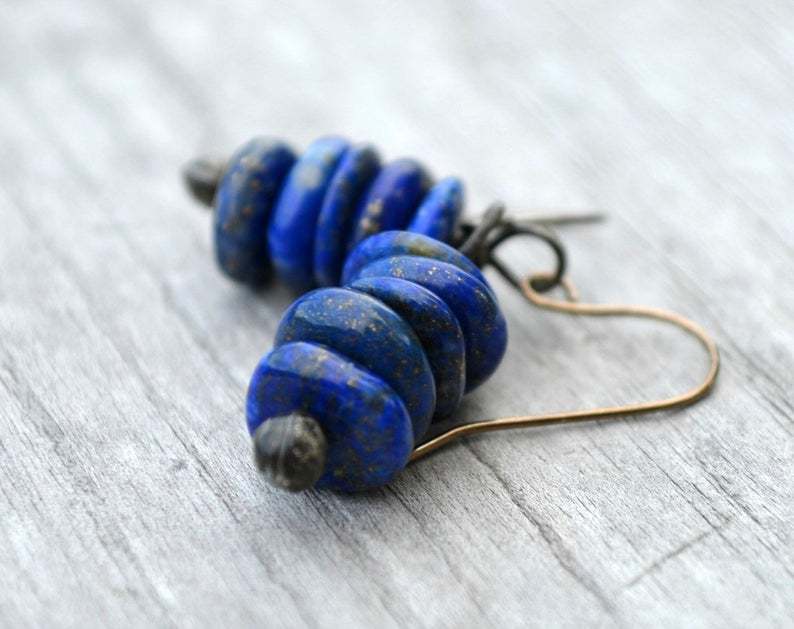 Wholesale Lapis lazuli bead earrings earrings, creative and fashionable earrings