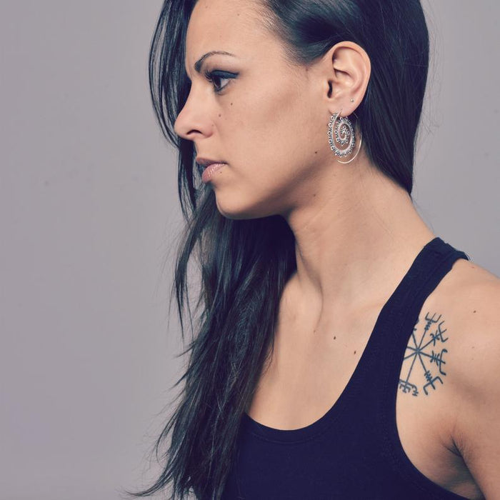 Wholesale Lotus spiral gear shaped earrings with personalized circle earrings