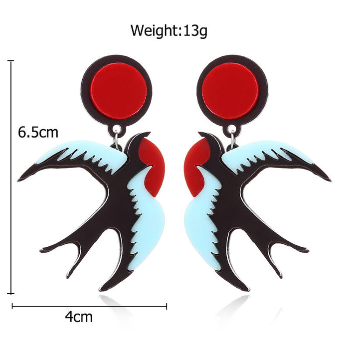 Wholesale Earrings Acrylic Woodpecker Swallow Spaceship JDC-ES-GSXY001