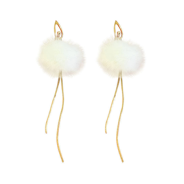 Wholesale Earrings Alloy Mink Fur Ball Tassel JDC-ES-Duoli014