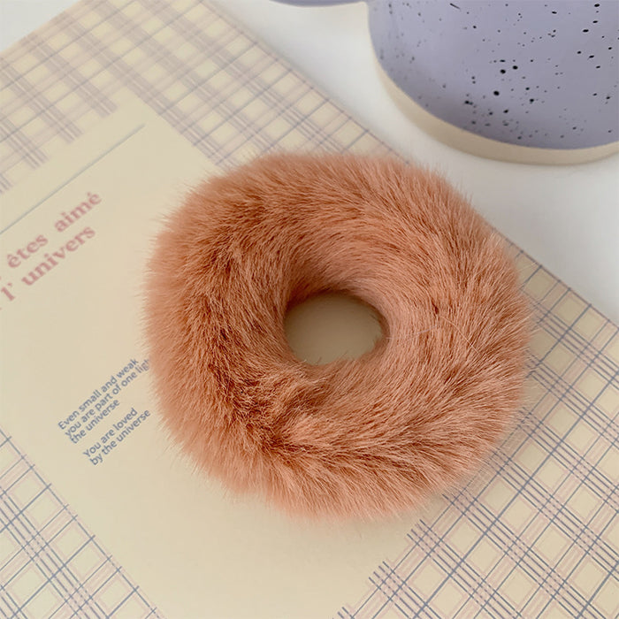 Wholesale Girl's All-match Ball Head Plush Hair Ring Women's Imitation Sink Hair Rope Soft Girl's Double Horsetail Hair Rope Simple Hair Accessories