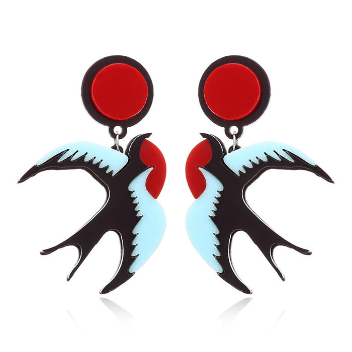 Wholesale Earrings Acrylic Woodpecker Swallow Spaceship JDC-ES-GSXY001