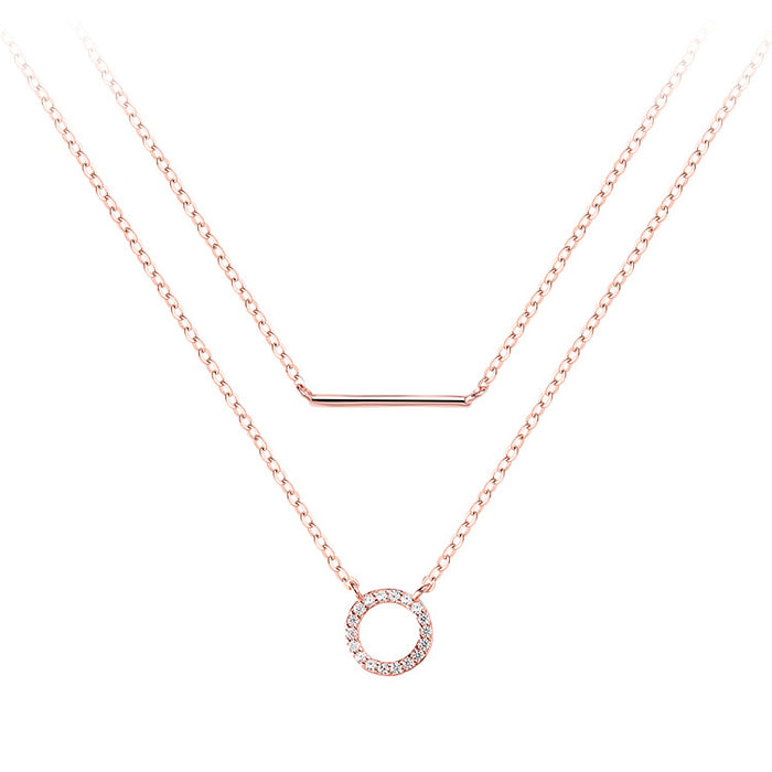 Wholesale Geometric double-layer necklace, collarbone chain, simple temperament, high-end feel, necklace, niche design sense
