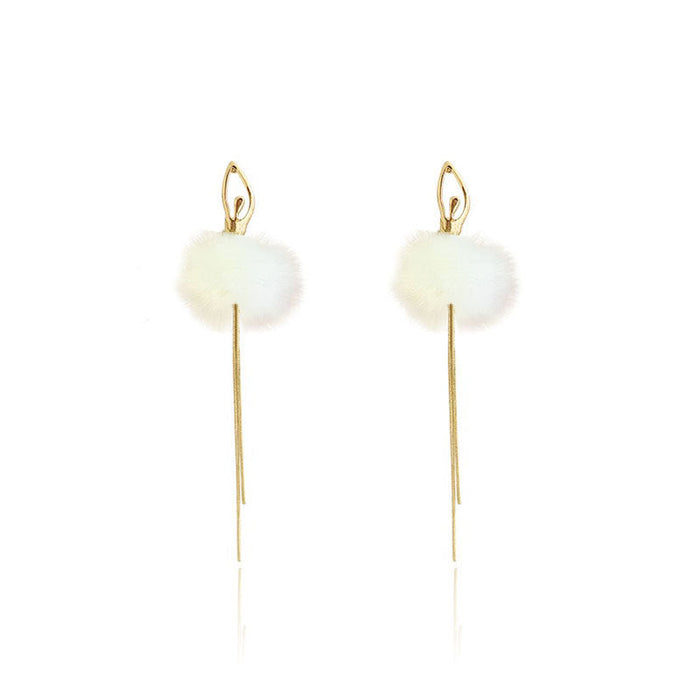 Wholesale Earrings Alloy Mink Fur Ball Tassel JDC-ES-Duoli014