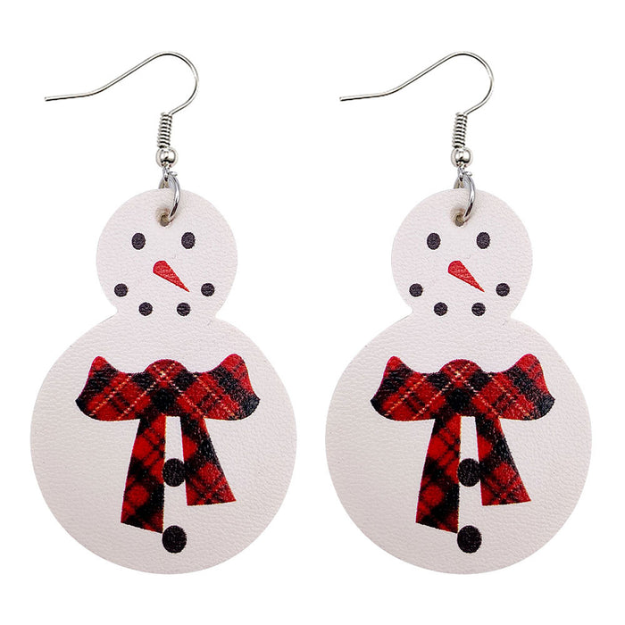 Wholesale 50pcs Christmas Earrings New Christmas Snowman Leather Earrings New Holiday Earrings Jewelry