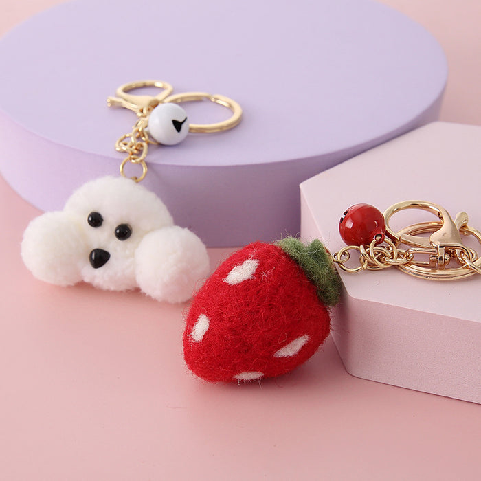 Wholesale Cute Cartoon Teddy Car Wool Felt Keychain JDC-KC-WeiL001