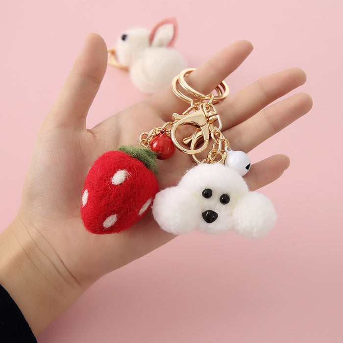 Wholesale Cute Cartoon Teddy Car Wool Felt Keychain JDC-KC-WeiL001