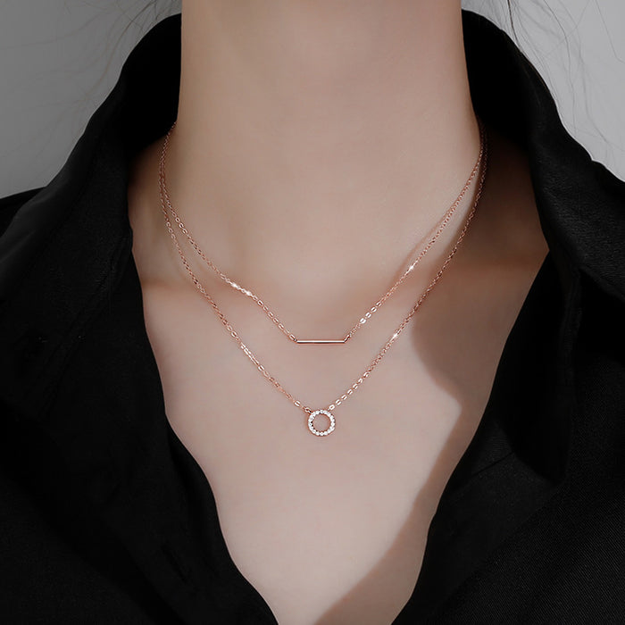 Wholesale Geometric double-layer necklace, collarbone chain, simple temperament, high-end feel, necklace, niche design sense