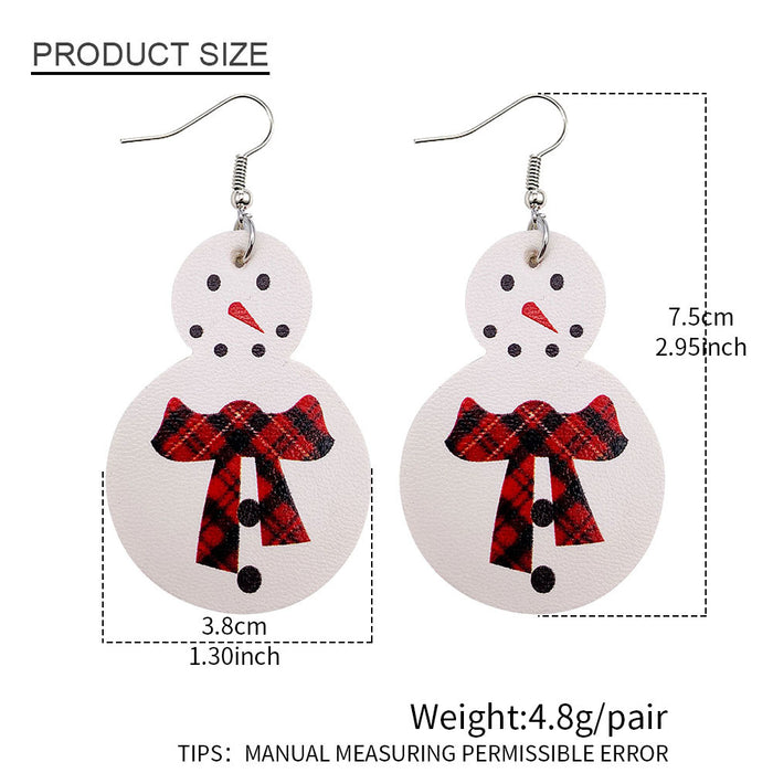 Wholesale 50pcs Christmas Earrings New Christmas Snowman Leather Earrings New Holiday Earrings Jewelry