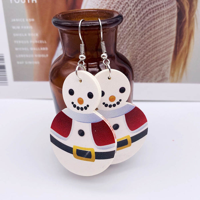 Wholesale 50pcs Christmas Earrings New Christmas Snowman Leather Earrings New Holiday Earrings Jewelry