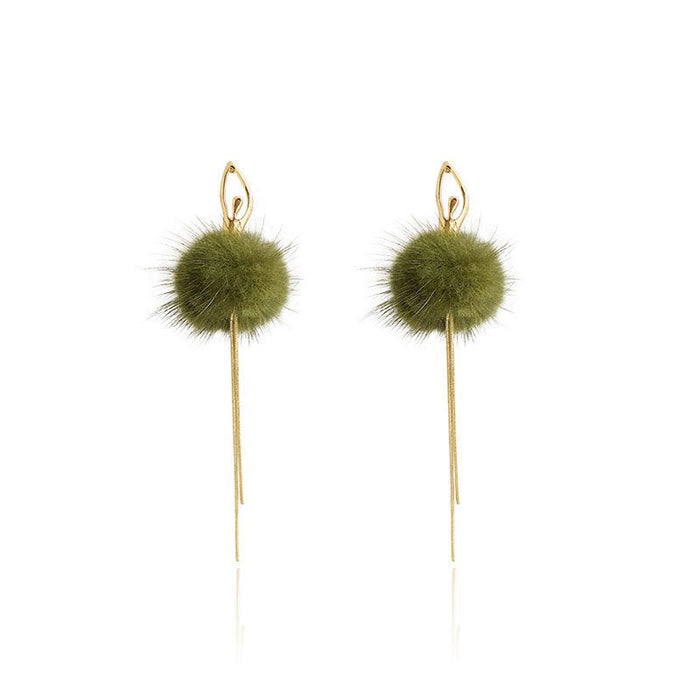 Wholesale Earrings Alloy Mink Fur Ball Tassel JDC-ES-Duoli014