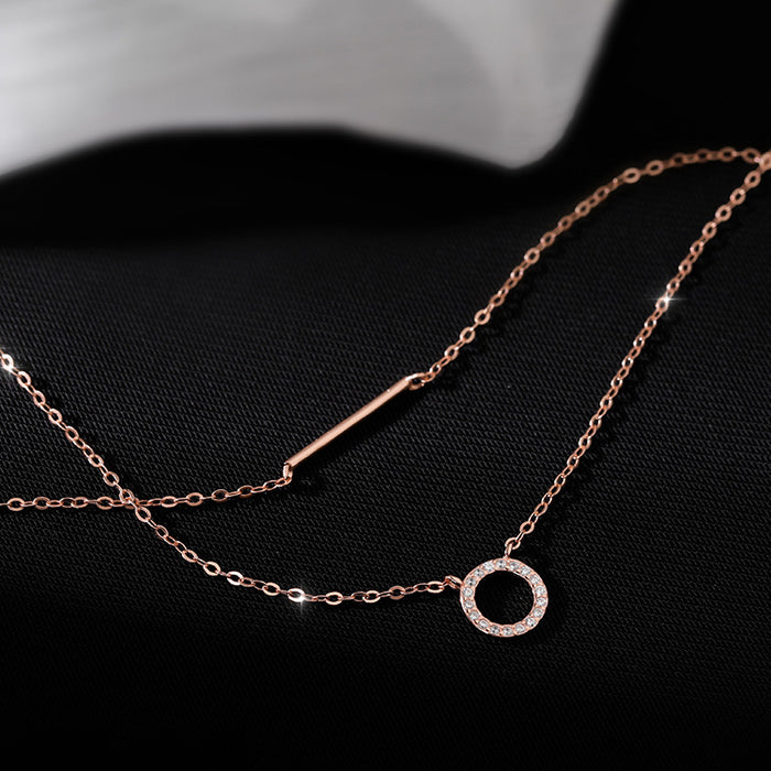 Wholesale Geometric double-layer necklace, collarbone chain, simple temperament, high-end feel, necklace, niche design sense