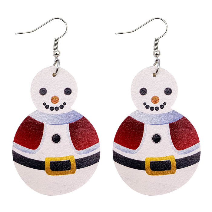 Wholesale 50pcs Christmas Earrings New Christmas Snowman Leather Earrings New Holiday Earrings Jewelry