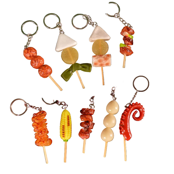 Wholesale PVC BBQ Skewers Food Toy Keychain Simulated Meat And Quail Egg Pendant Boutique Resale Accessory MOQ≥5