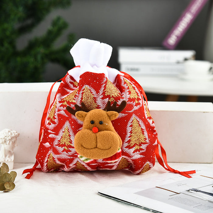 Wholesale Christmas Tote Bag Gift Apple Bag Christmas Decoration Three-Dimensional Gift Bag Printed Gift Bag