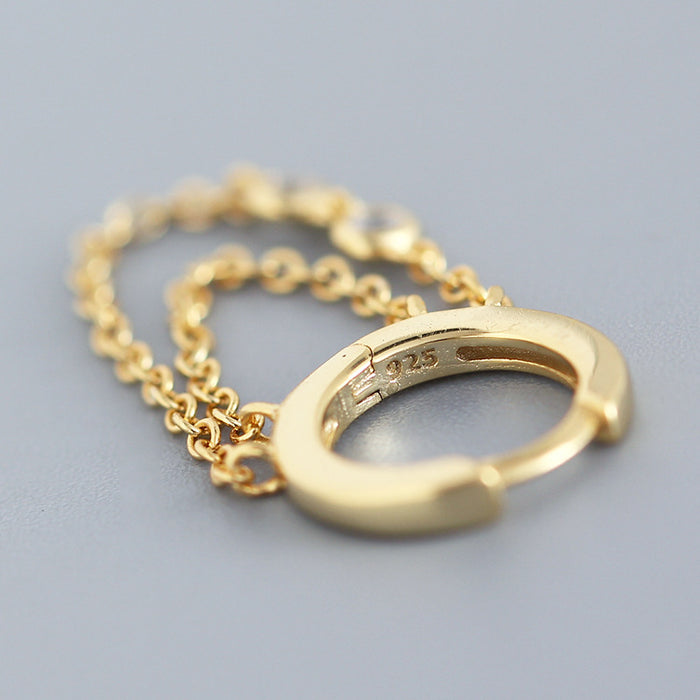 Wholesale Solid silver geometric tassel studded diamond versatile ear buckle earrings