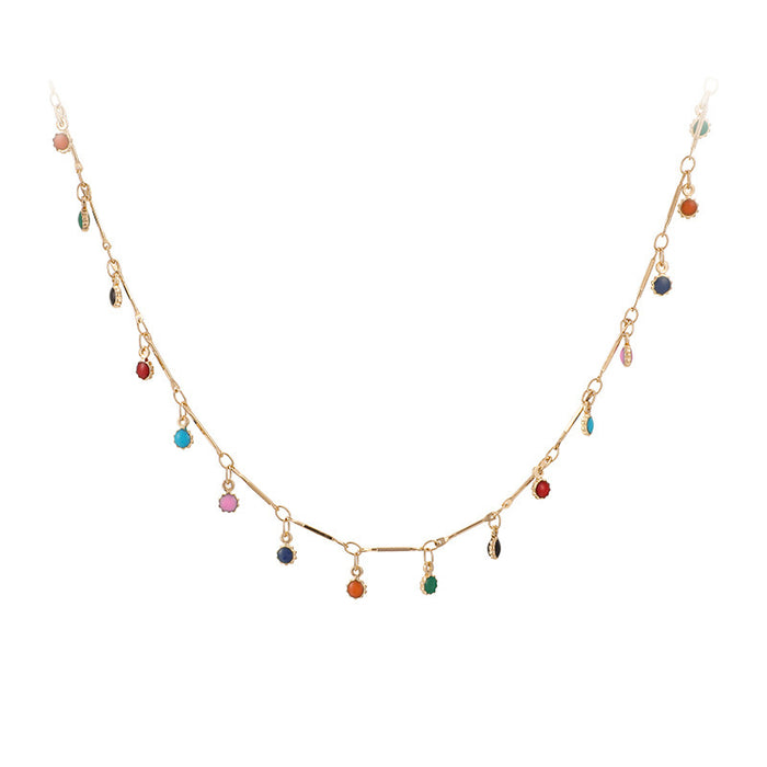 Wholesale Cute colorful stone chain necklace handmade party accessories all-match candy color small ball single layer pendant
