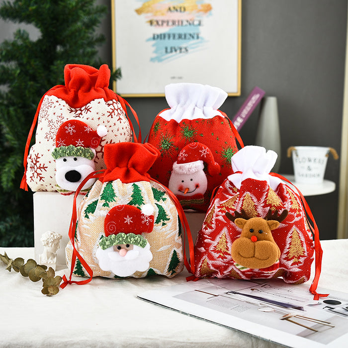 Wholesale Christmas Tote Bag Gift Apple Bag Christmas Decoration Three-Dimensional Gift Bag Printed Gift Bag