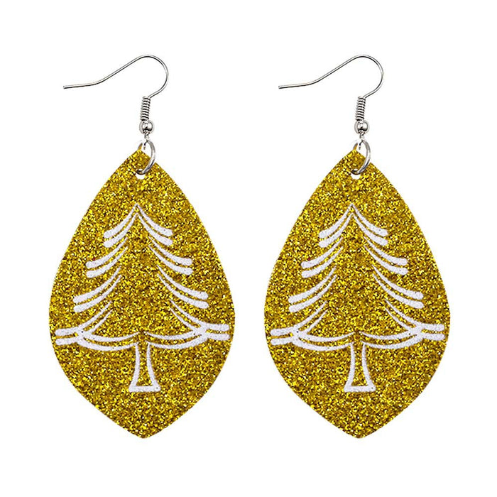 Wholesale 50pcs Christmas Earrings Christmas Dwarf Snowman Christmas Tree Snowflake Pu Leather Earrings Holiday Ornaments