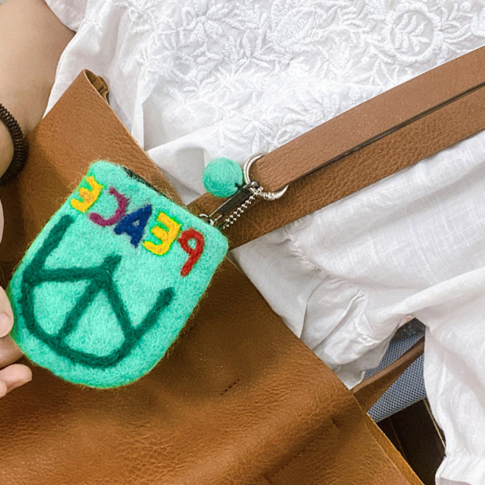 Wholesale Wool Felt Soft Cute mini Coin Purse Bus Card Bag Cute Smiley