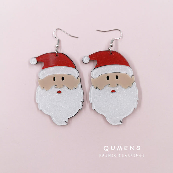 Wholesale Santa Claus Hat Long Acrylic Earrings JDC-ES-QingM012