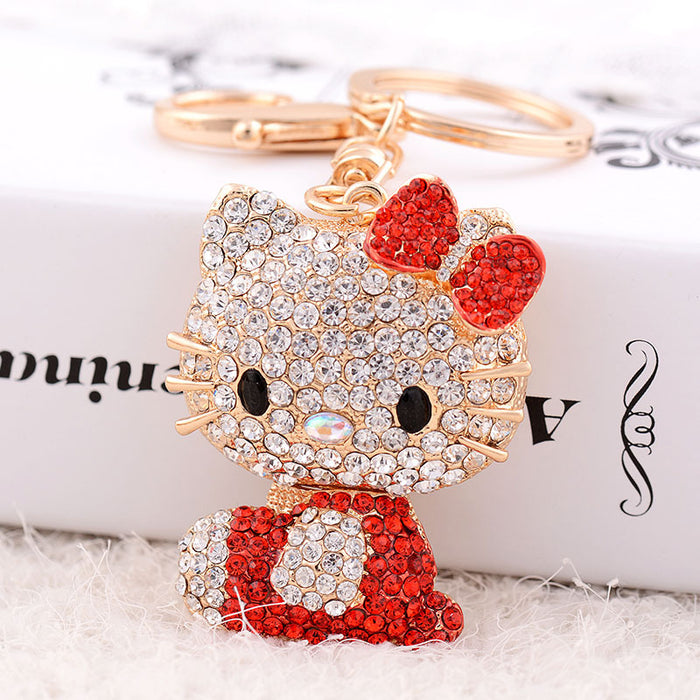 Wholesale Diamond Inlaid Cute Kitten Alloy Keychain JDC-KC-CH111