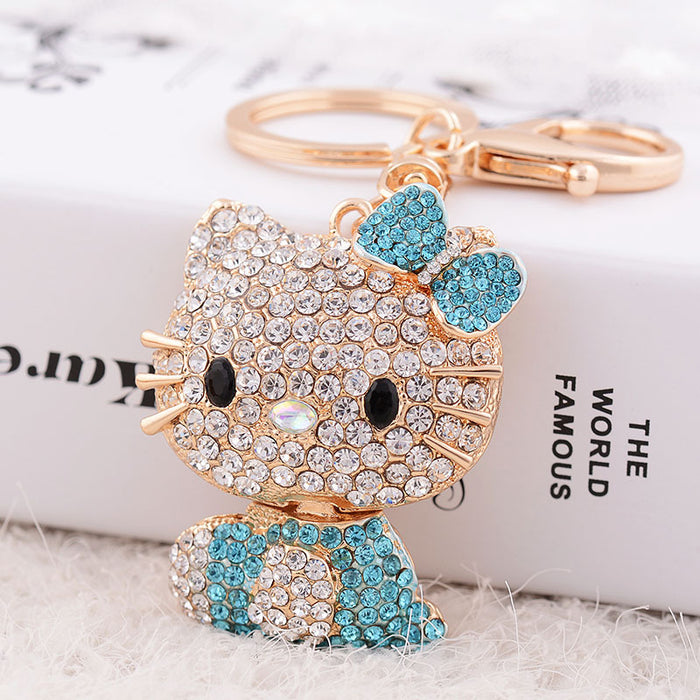 Wholesale Diamond Inlaid Cute Kitten Alloy Keychain JDC-KC-CH111