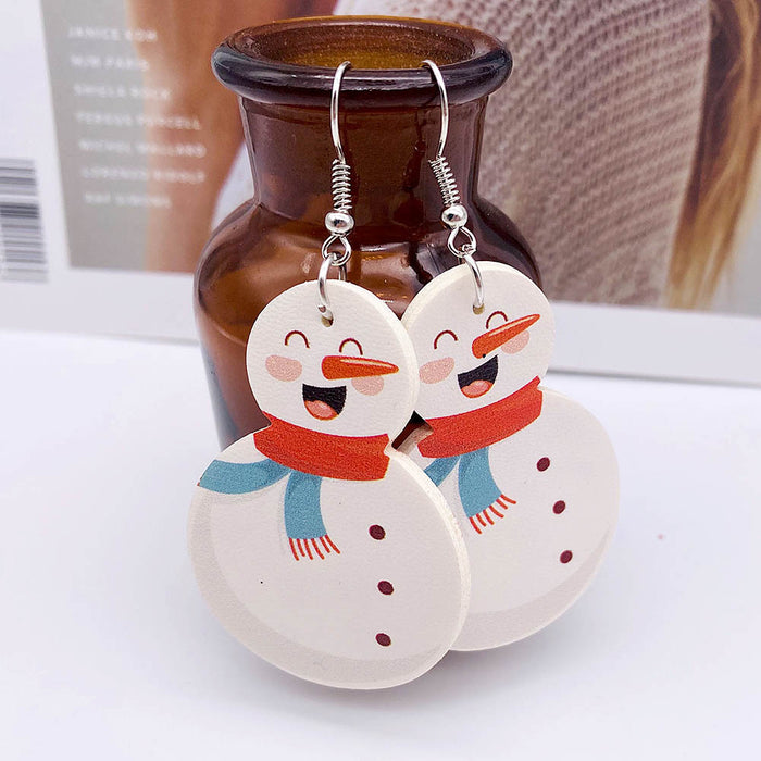 Wholesale 50pcs Christmas Earrings Christmas Dwarf Snowman Christmas Tree Snowflake Pu Leather Earrings Holiday Ornaments