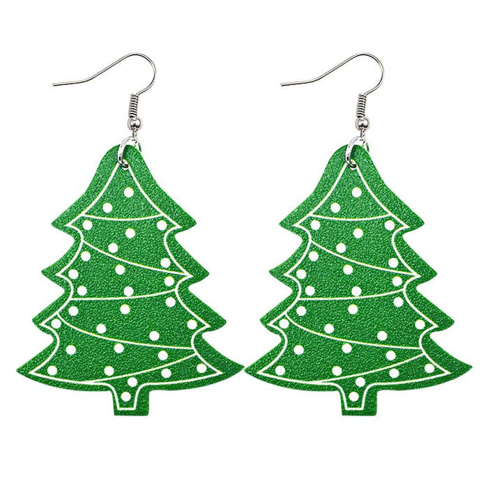 Wholesale 50pcs Christmas Earrings Christmas Dwarf Snowman Christmas Tree Snowflake Pu Leather Earrings Holiday Ornaments