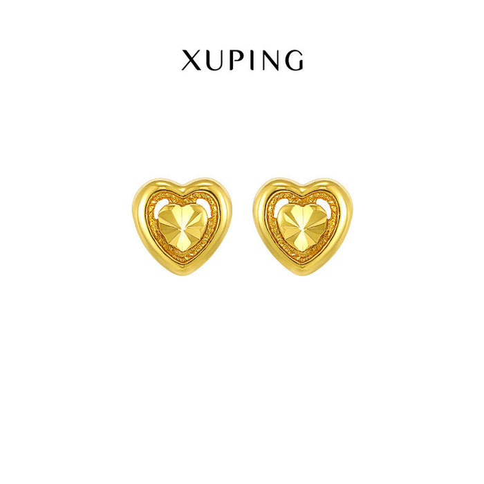 Wholesale Gold-plated Car Heart-shaped Temperament Compact Heart Earrings for Women JDC-ES-XP008