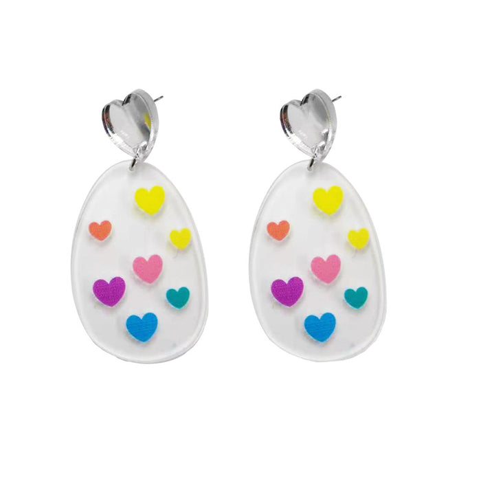 Wholesale Acrylic Cartoon Printed Cone Chips Heart Earrings JDC-ES-OuG001