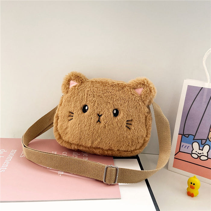 Wholesale New cute plush kitten cartoon children's fashionable and personalized one shoulder crossbody bag