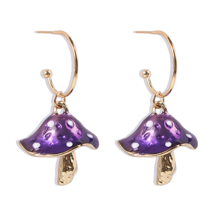 Wholesale Alloy Mushroom Drop Oil Earrings JDC-ES-QianDi025