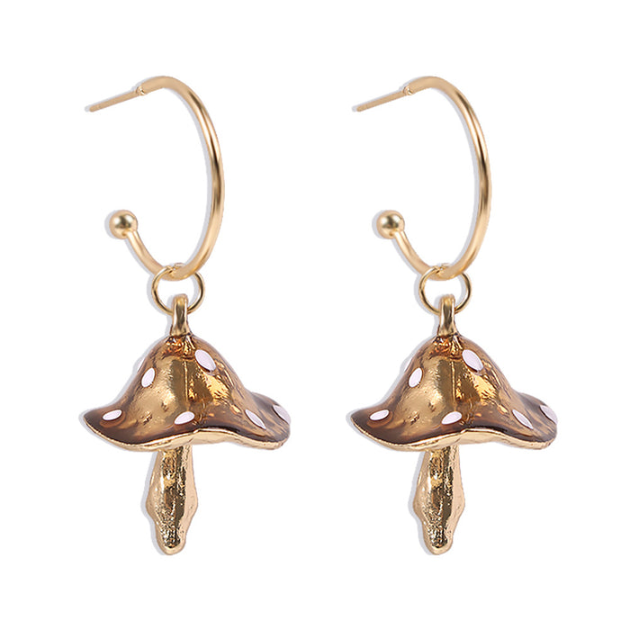 Wholesale Alloy Mushroom Drop Oil Earrings JDC-ES-QianDi025