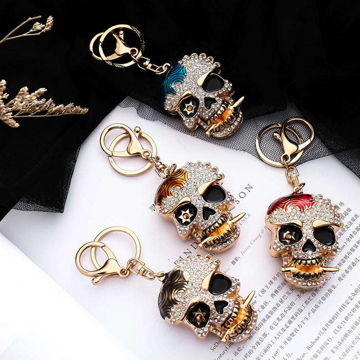 Wholesale Rhinestone Skull  Keychain Zinc Alloy Red Car Key Accessory Boutique