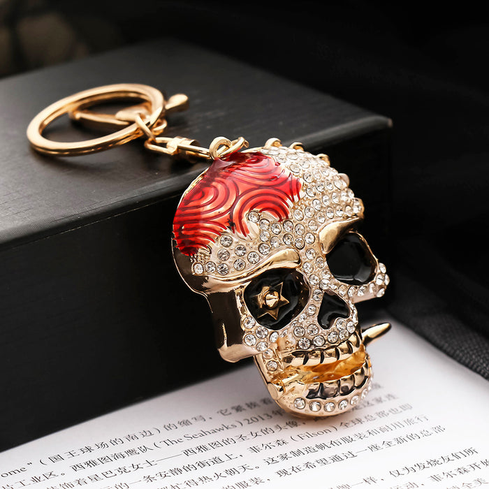 Wholesale Rhinestone Skull  Keychain Zinc Alloy Red Car Key Accessory Boutique